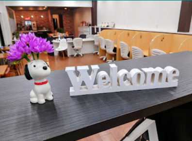 受付に置かれたWelcomeサイン